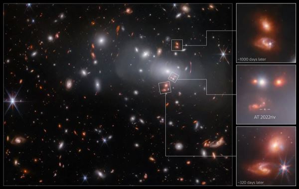 Машина времени Вселенной: одна и та же галактика появилась в трёх разных местах на одном фото с «Джеймса Уэбба» 